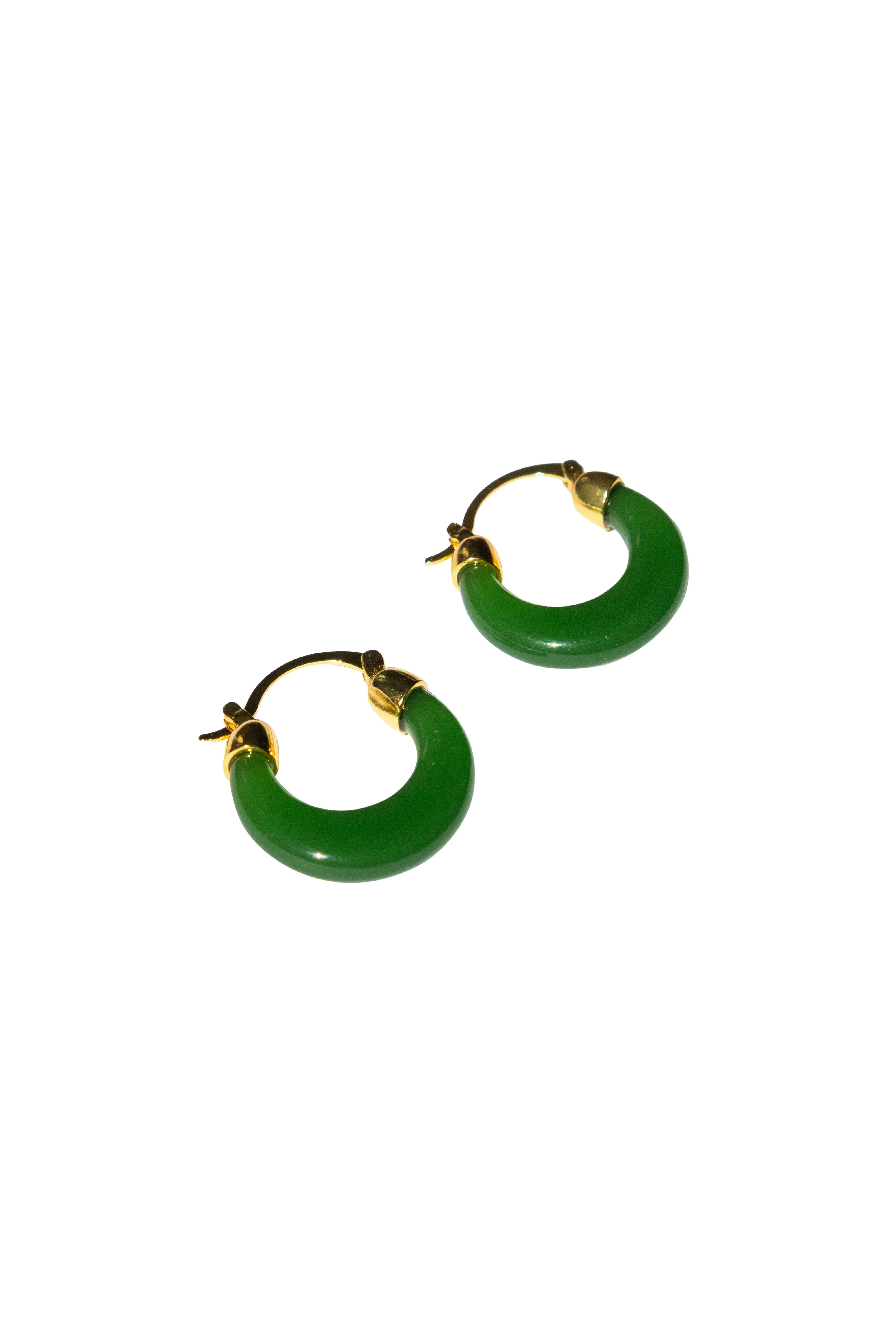 Natalie — Green Jade Hoop Earrings