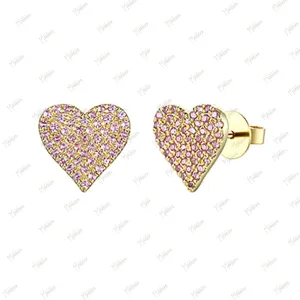 Pink Sapphire Heart Studs 9mm