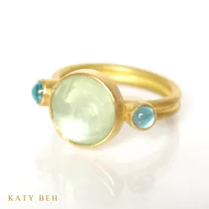 Prehnite and Blue Topaz Ring