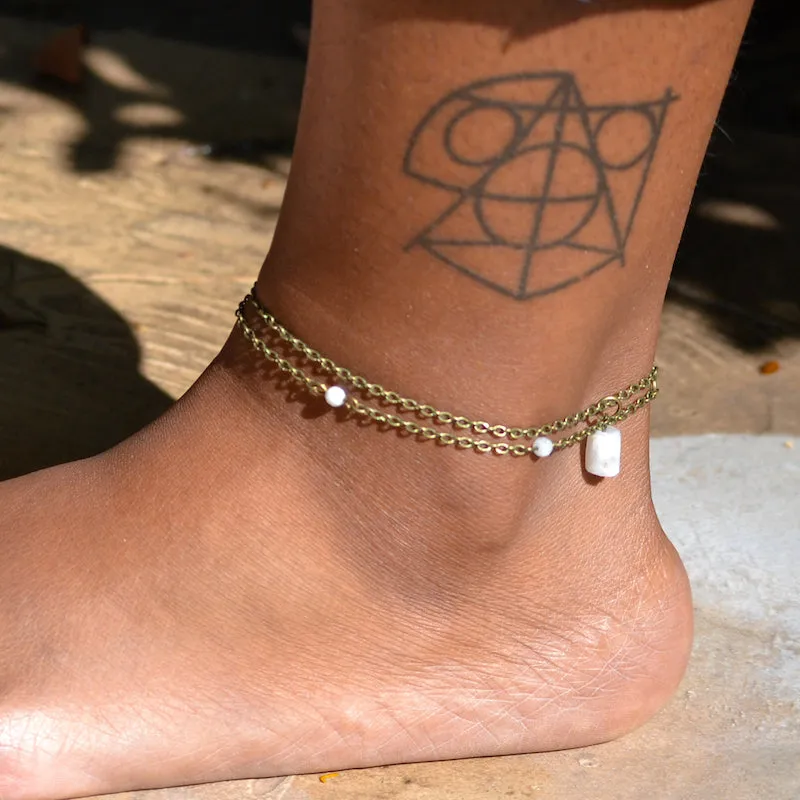 Rainbow Moonstone Anklet