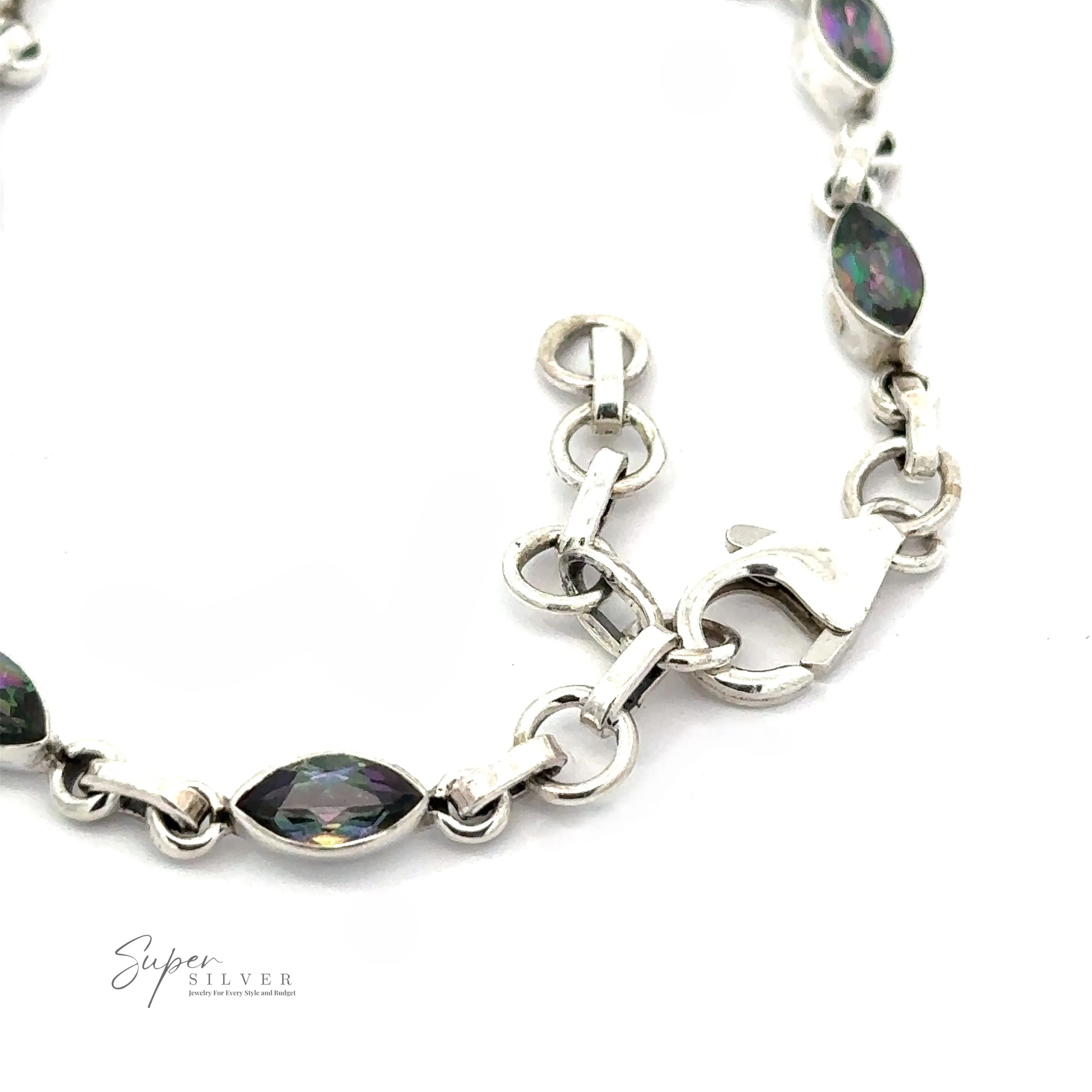 Rainbow Mystic Topaz Marquise Link Bracelet