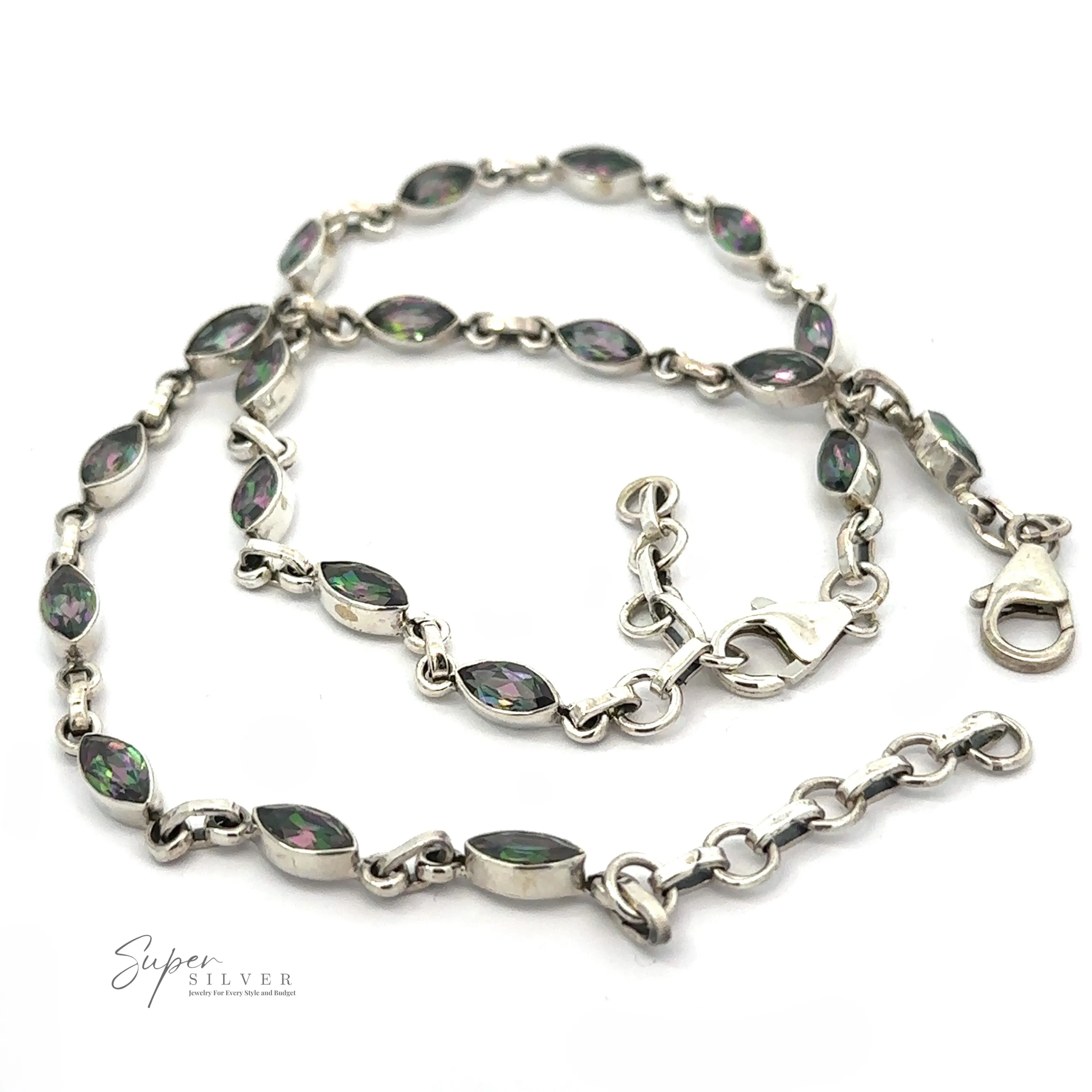 Rainbow Mystic Topaz Marquise Link Bracelet