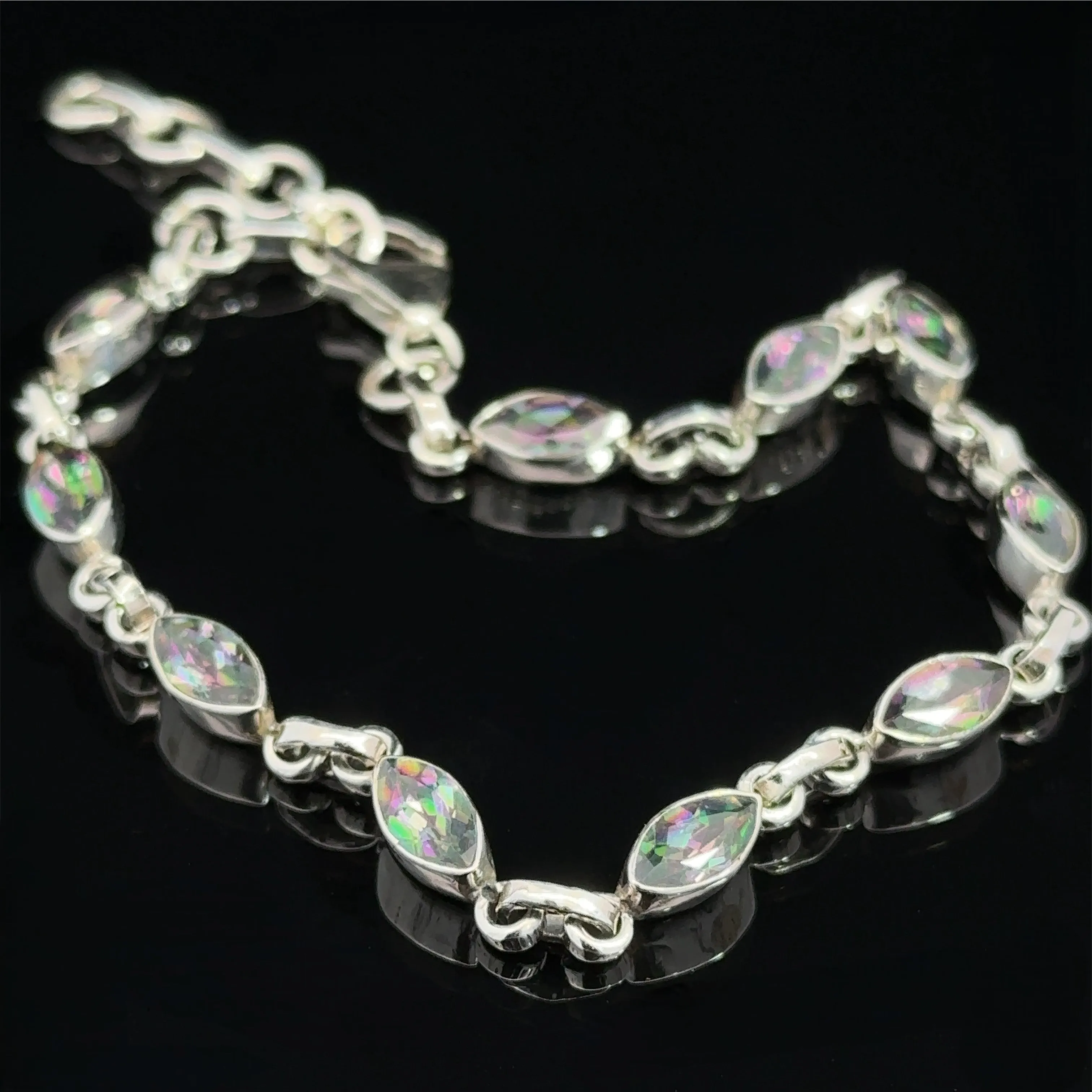 Rainbow Mystic Topaz Marquise Link Bracelet