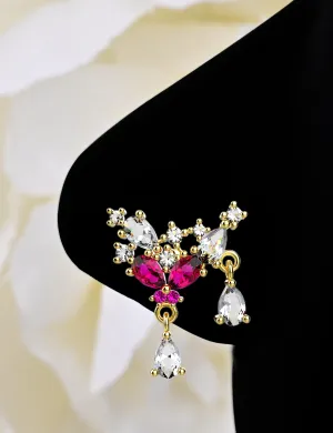 Ruby Dangle Nose Ring Stud & Gold Nose Piercig Jewelry