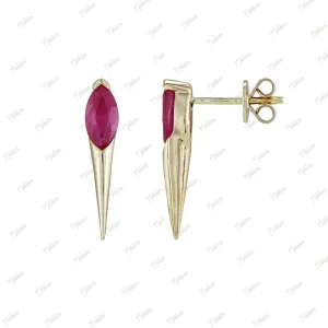 Ruby Dangle Stud Earrings 4x19.50mm