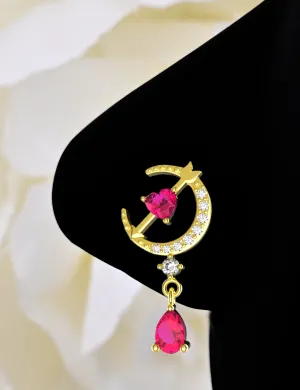 Ruby Stone Moon Nose Ring Stud – Gold Piercing Jewelry for Women