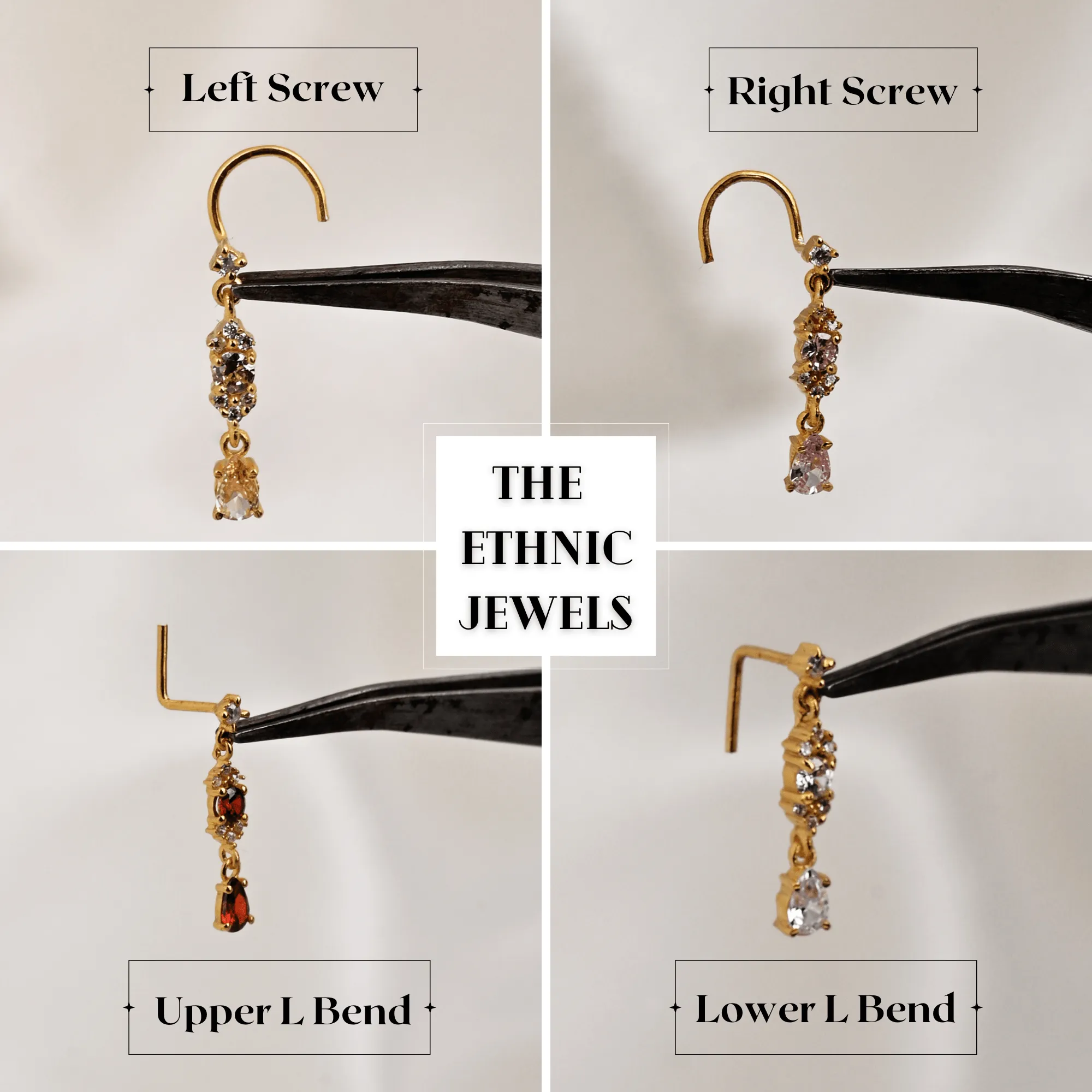 Ruby Stone Moon Nose Ring Stud – Gold Piercing Jewelry for Women