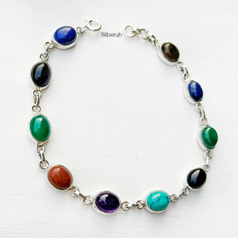 Silver Mixed Gems Bracelet