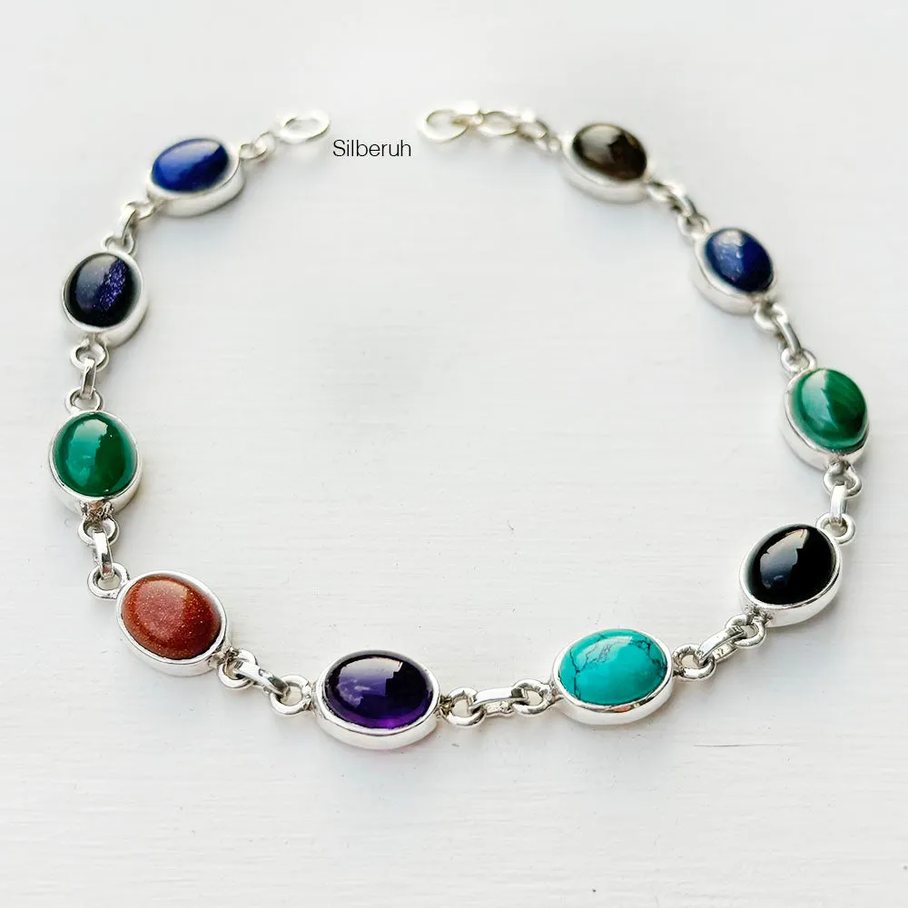 Silver Mixed Gems Bracelet