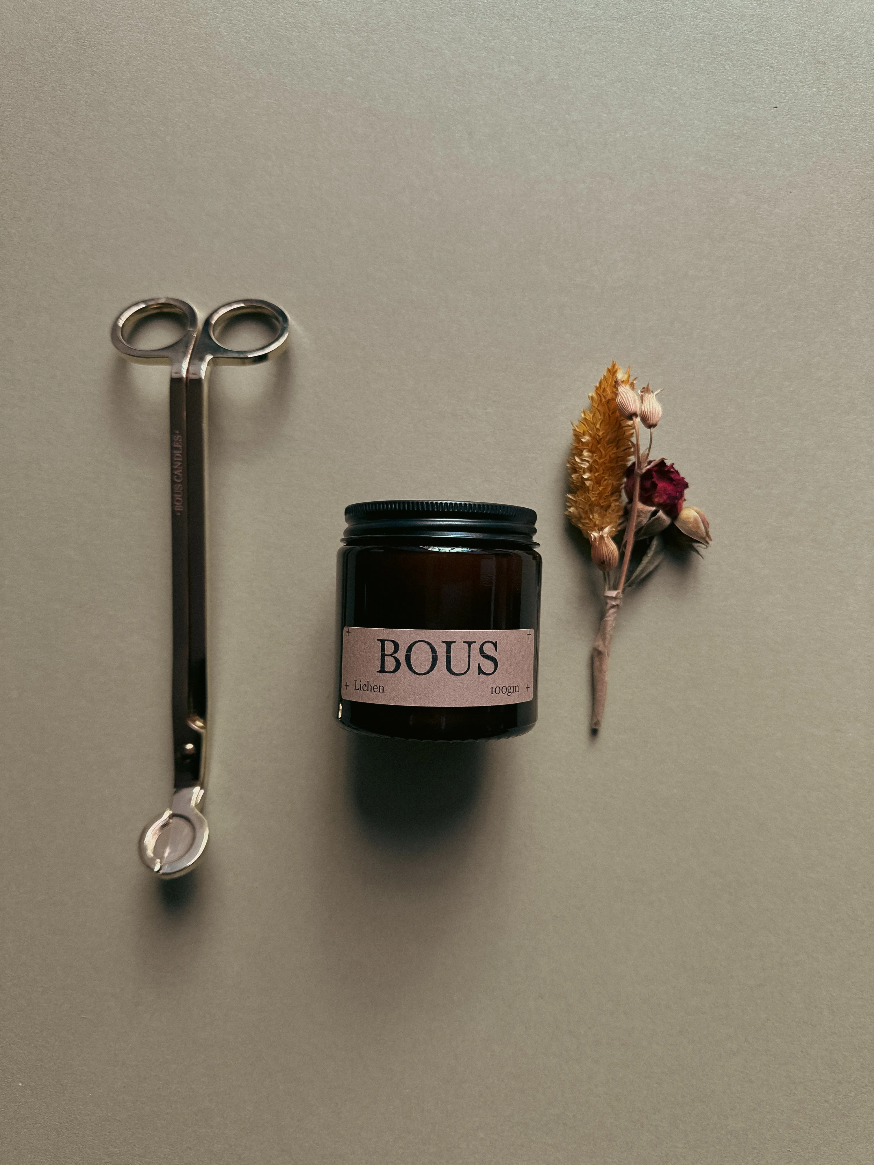 Small Amber Candle with Wick Cutter