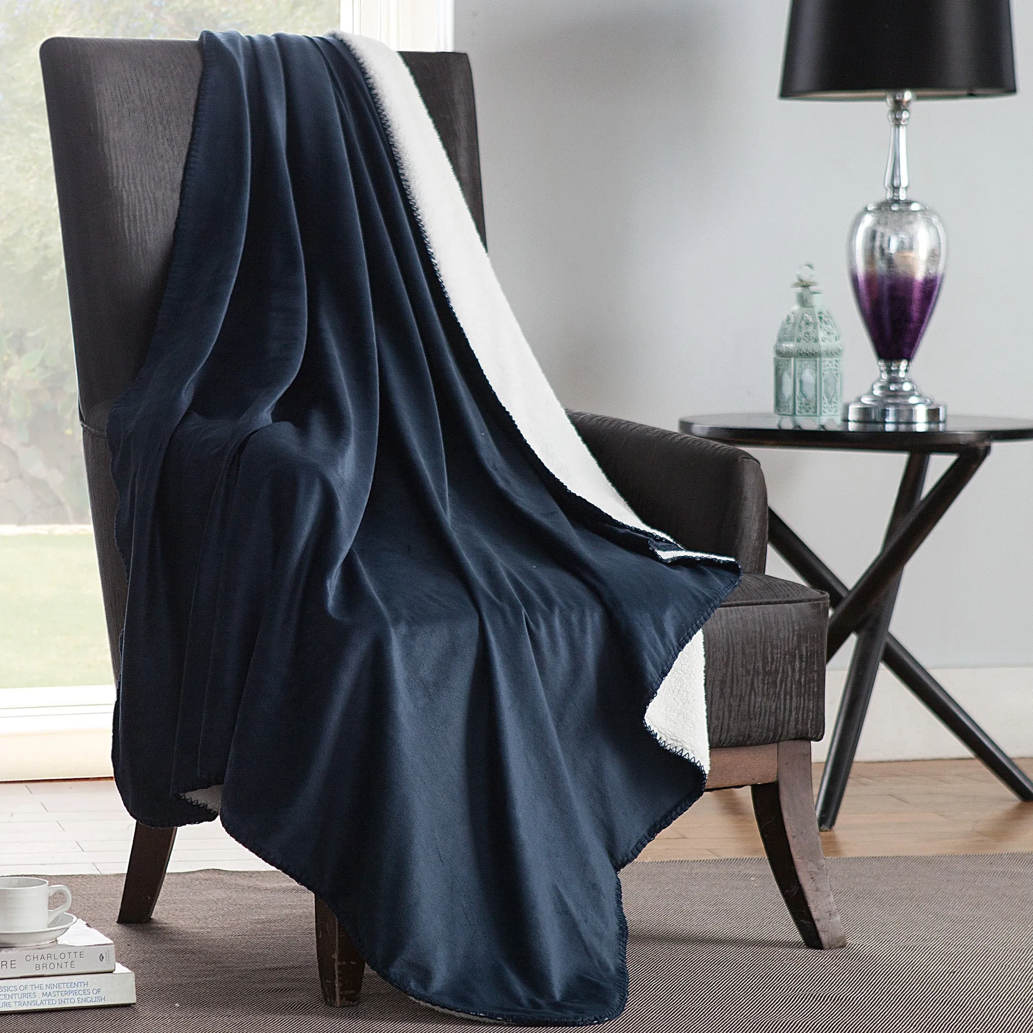 Solid Plush Throw In 50X60 In Blue