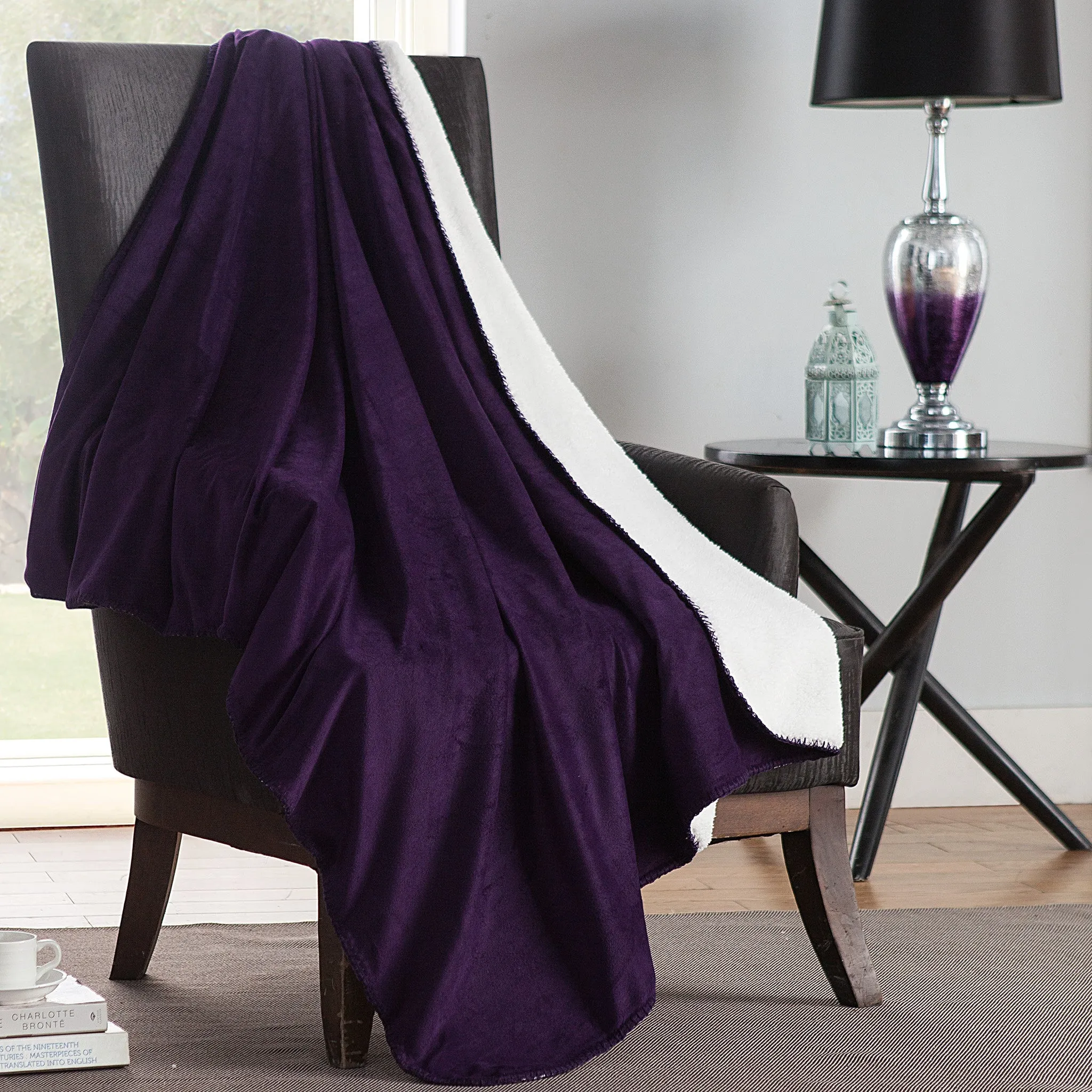 Solid Plush Throw In 50X60 In Purple