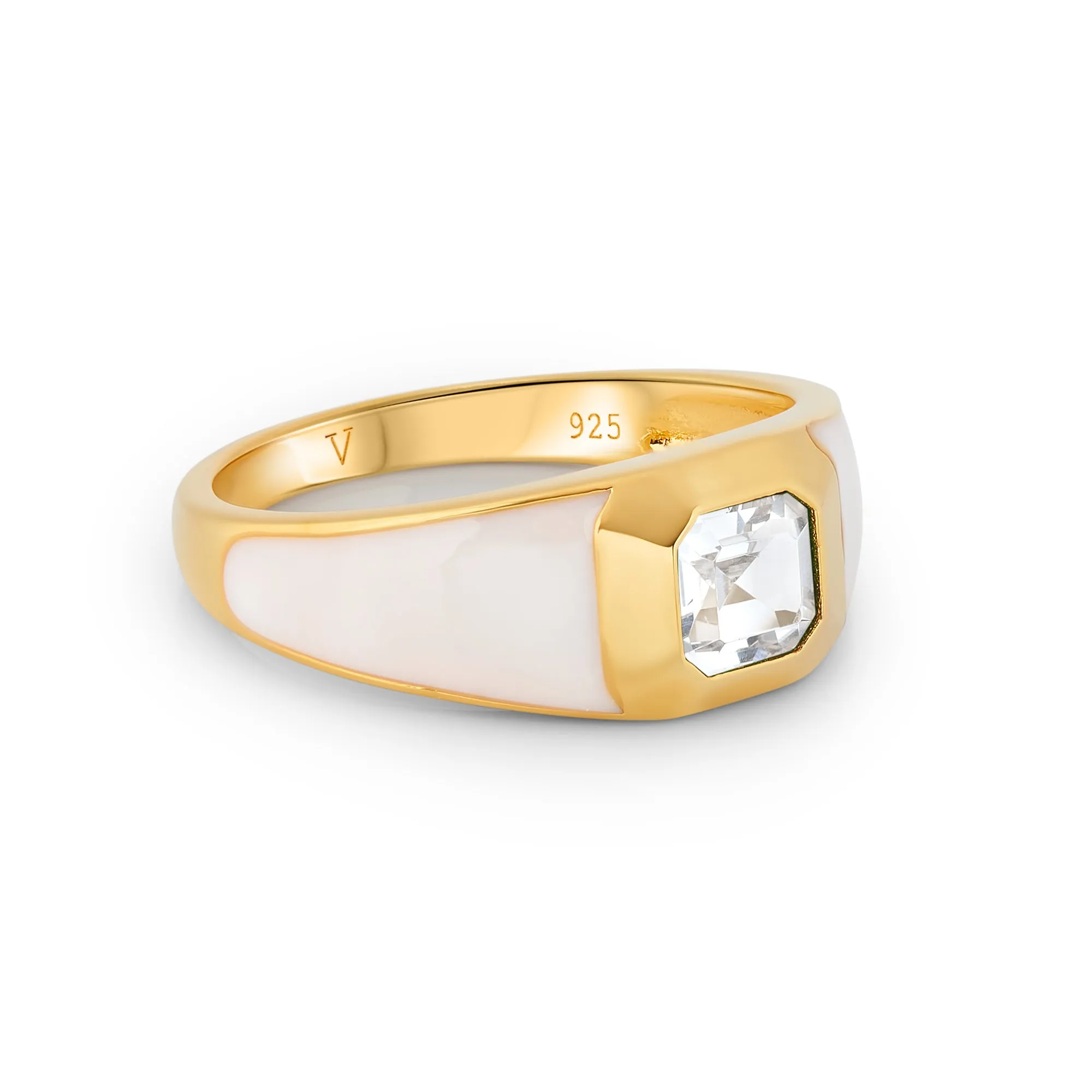 Sophie White Enamel Signet Ring