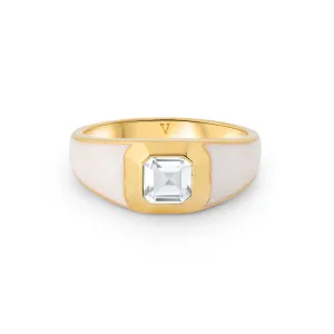 Sophie White Enamel Signet Ring