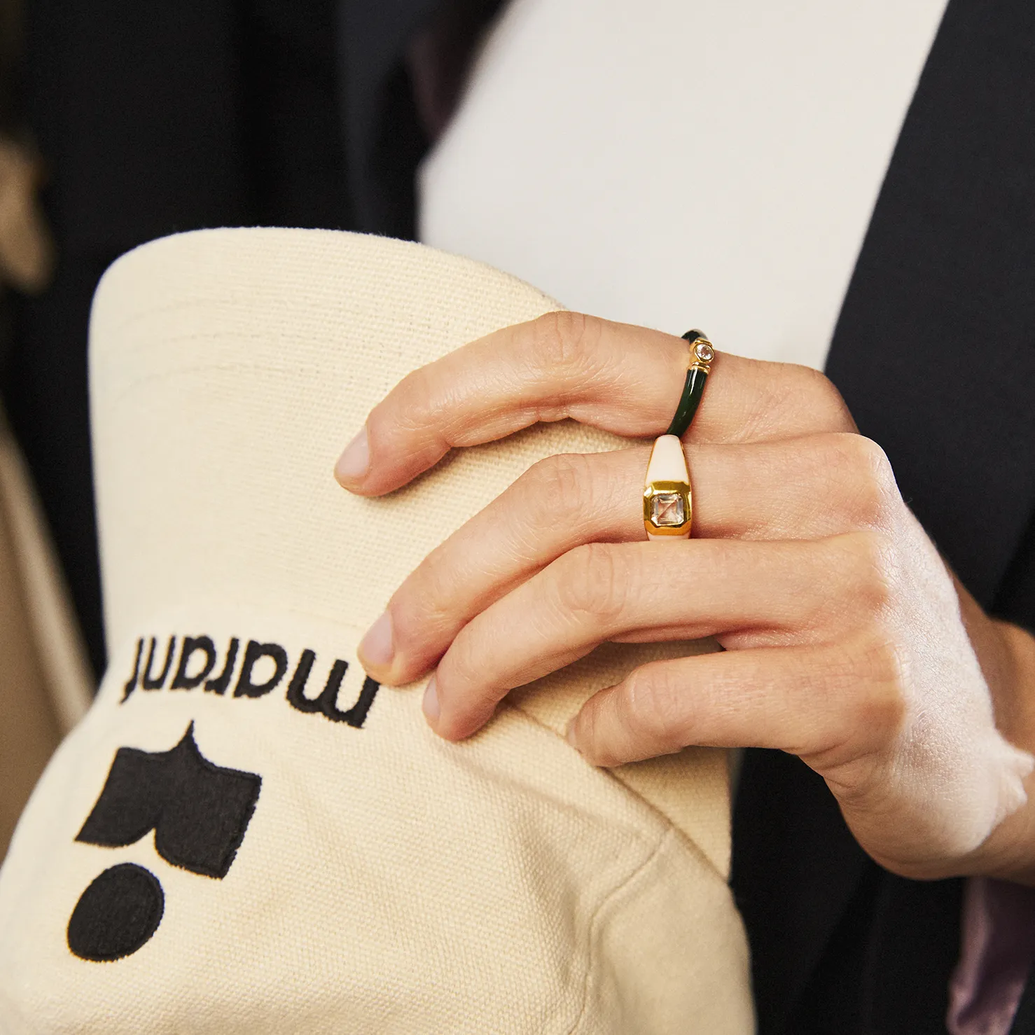 Sophie White Enamel Signet Ring