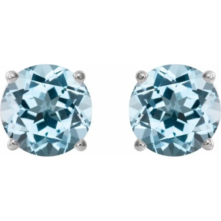 Sterling Silver 7 mm Natural Sky Blue Topaz Stud Earrings