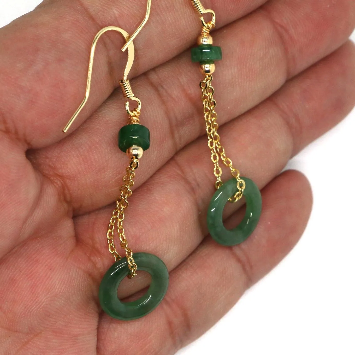 Type A Jadeite Jade Earrings Donut Series B09K6CN96Q