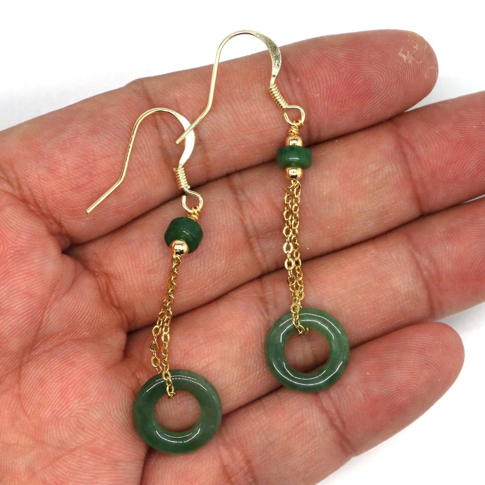 Type A Jadeite Jade Earrings Donut Series B09K6CN96Q