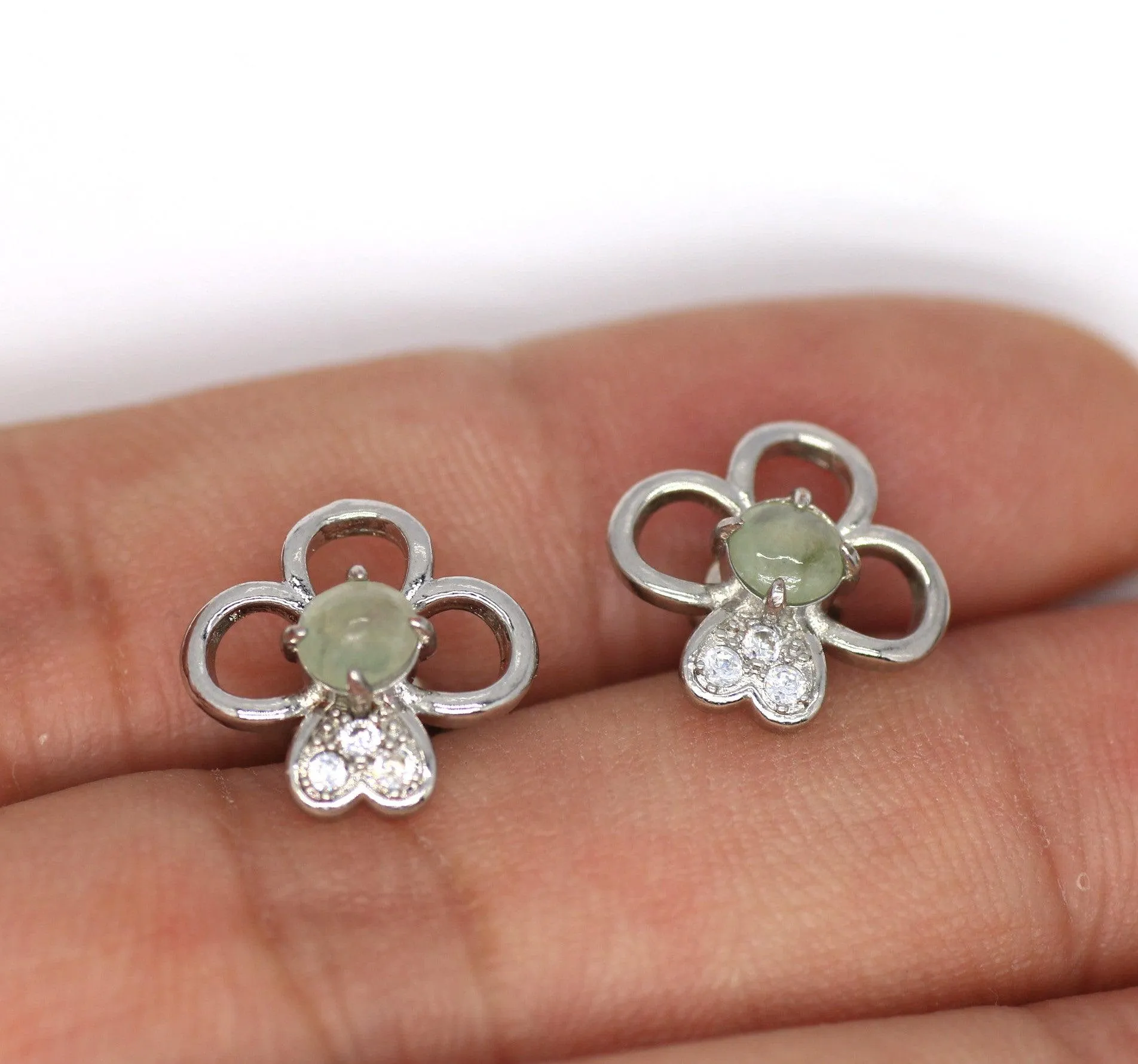 Type A Jadeite Jade Earrings s925 Silver Inlay A3-9XW4-BI87