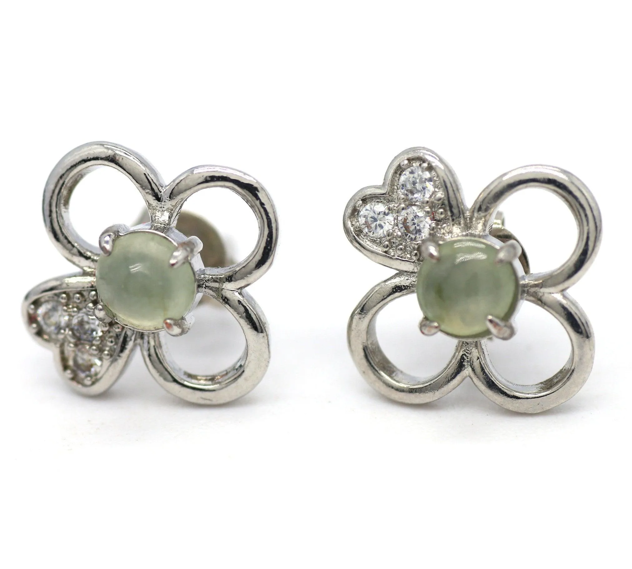 Type A Jadeite Jade Earrings s925 Silver Inlay A3-9XW4-BI87
