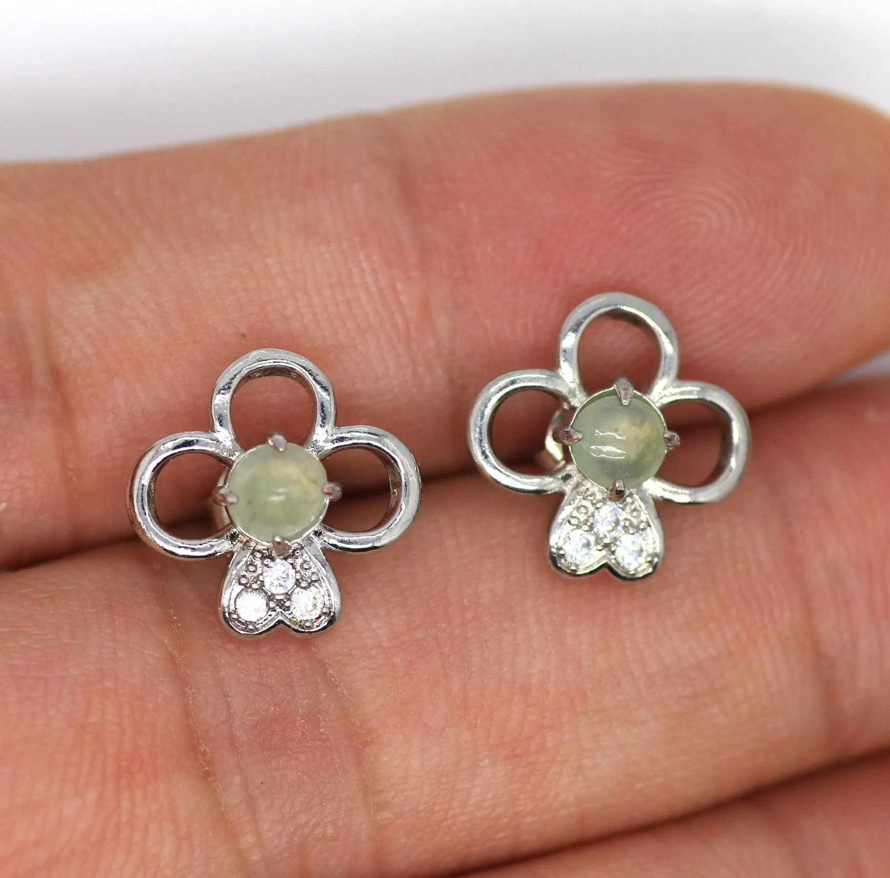 Type A Jadeite Jade Earrings s925 Silver Inlay A3-9XW4-BI87