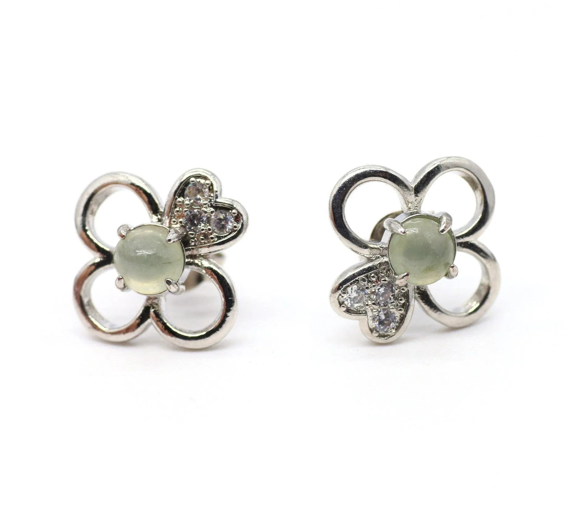 Type A Jadeite Jade Earrings s925 Silver Inlay A3-9XW4-BI87