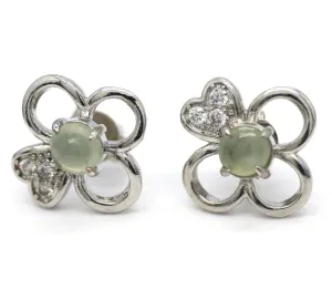 Type A Jadeite Jade Earrings s925 Silver Inlay A3-9XW4-BI87