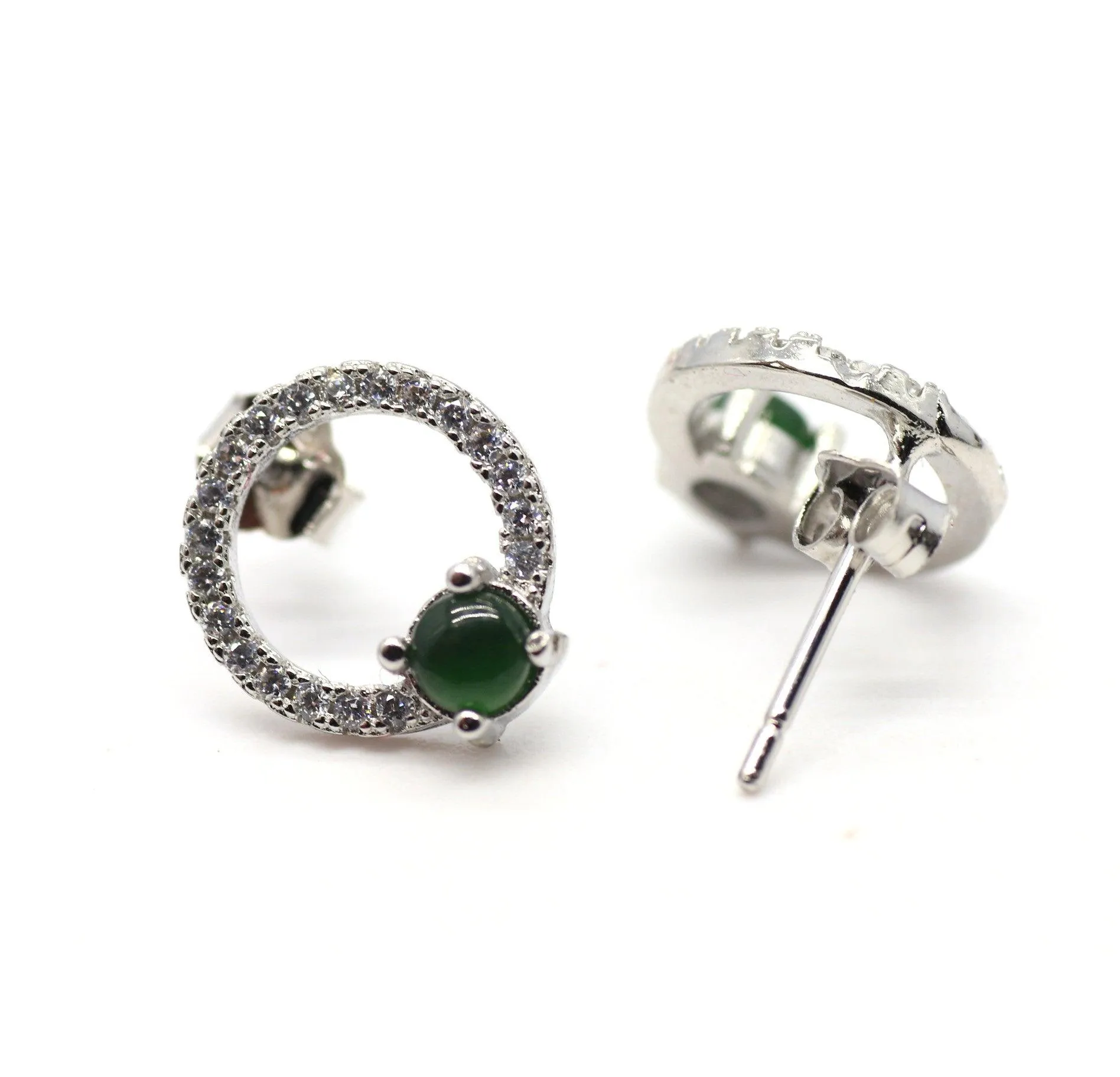 Type A Jadeite Jade Earrings s925 Silver Inlay NO-AKRW-RPUW