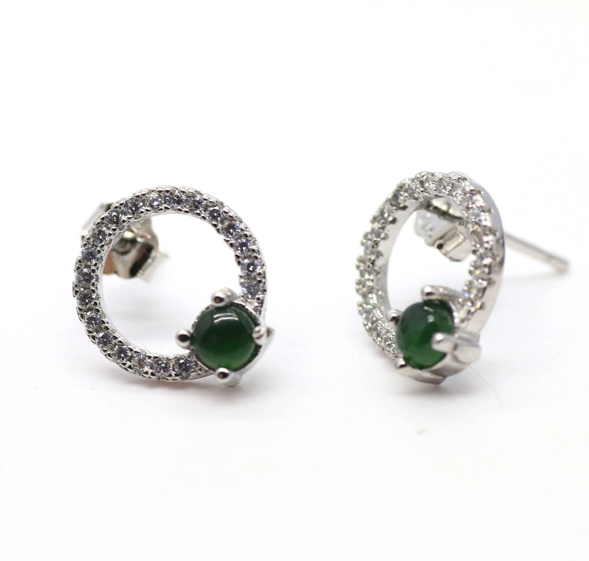 Type A Jadeite Jade Earrings s925 Silver Inlay NO-AKRW-RPUW