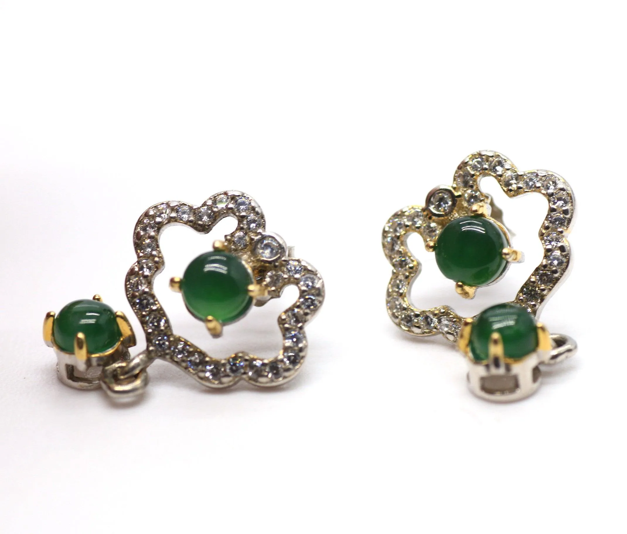 Type A Jadeite Jade Earrings s925 Silver Inlay ZA-QIU4-ZANH