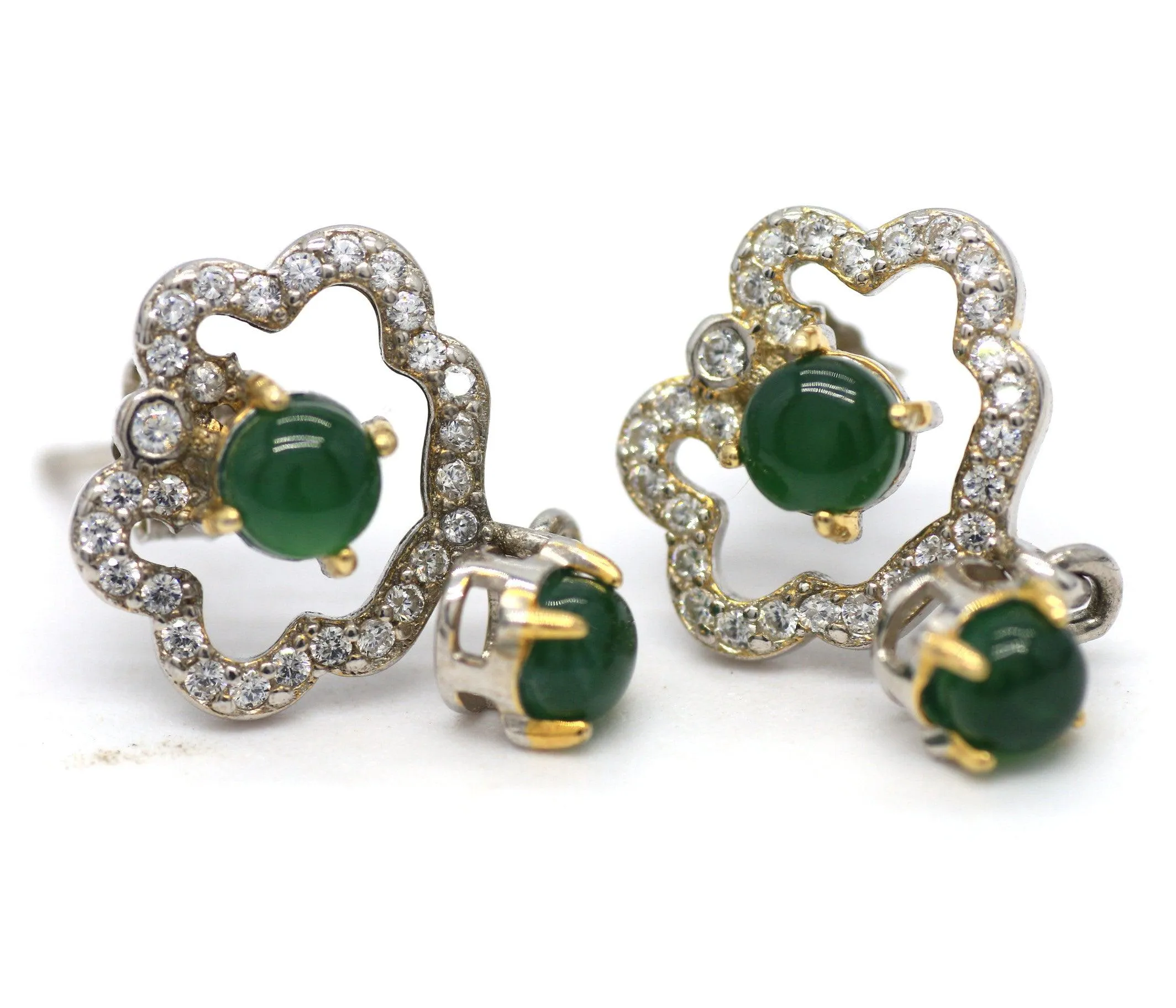 Type A Jadeite Jade Earrings s925 Silver Inlay ZA-QIU4-ZANH