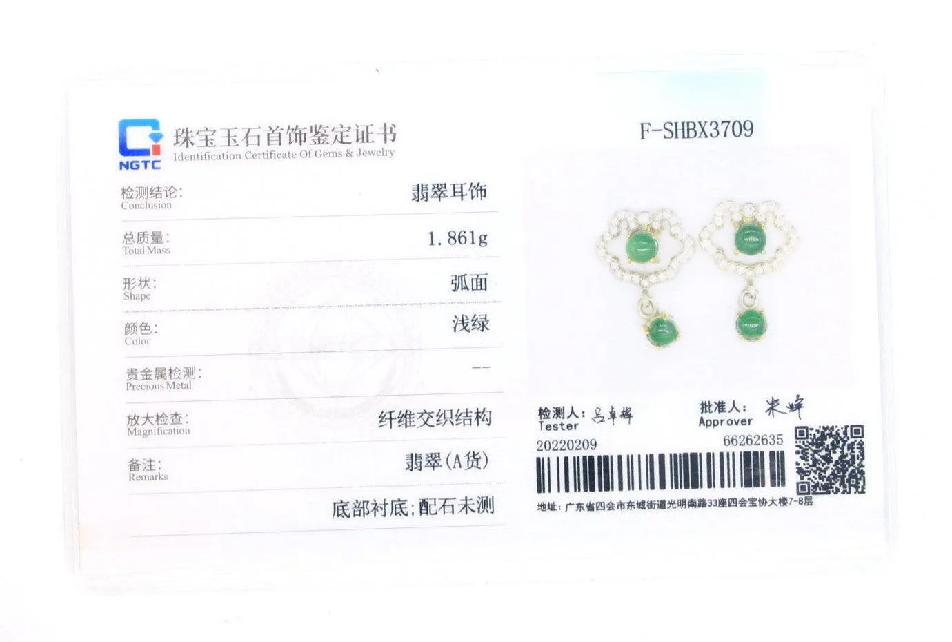 Type A Jadeite Jade Earrings s925 Silver Inlay ZA-QIU4-ZANH