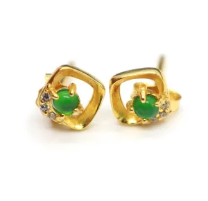 Type A Jadeite Jade Earrings s925 Silver Inlay ZH-DLAC-XUS9
