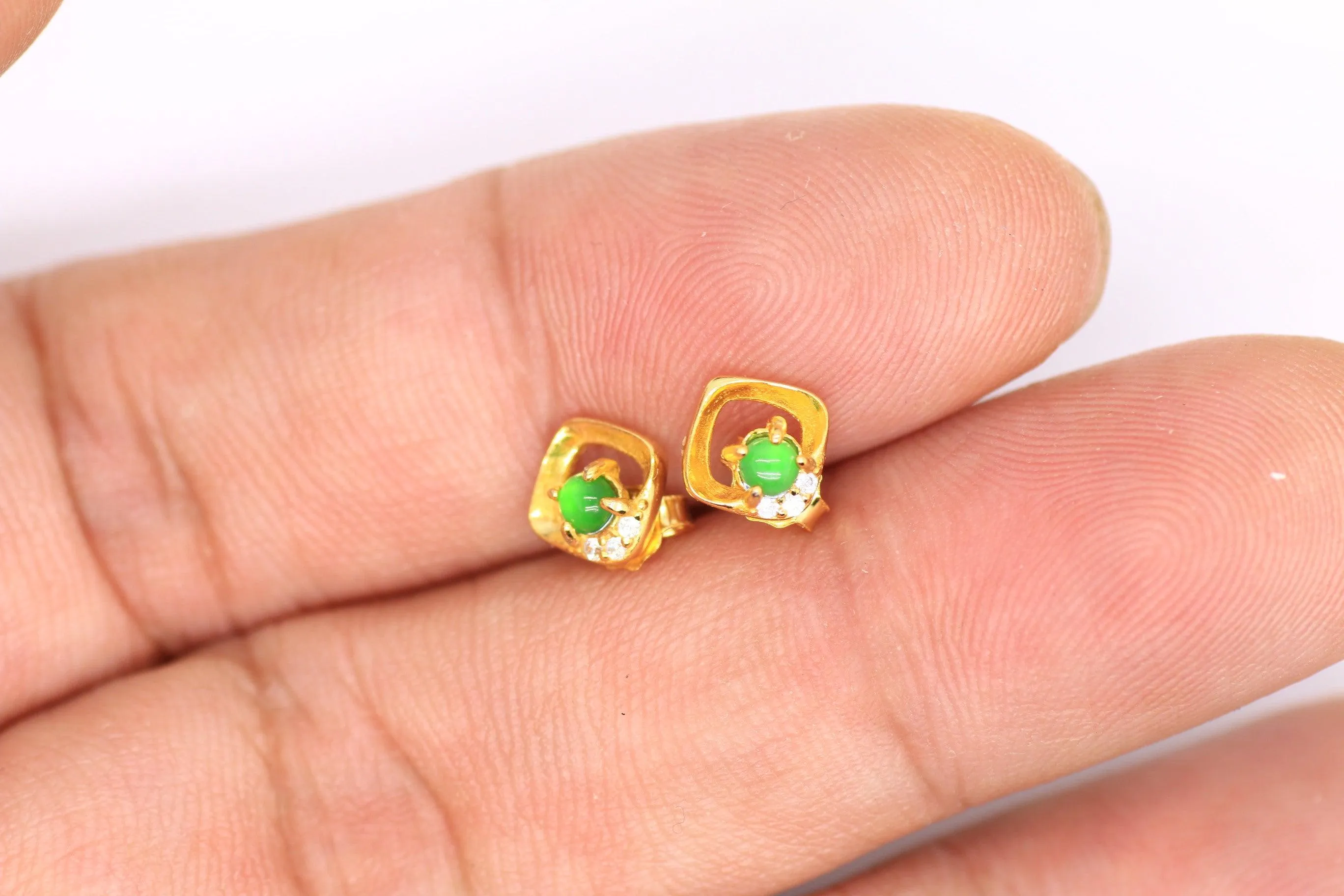 Type A Jadeite Jade Earrings s925 Silver Inlay ZH-DLAC-XUS9