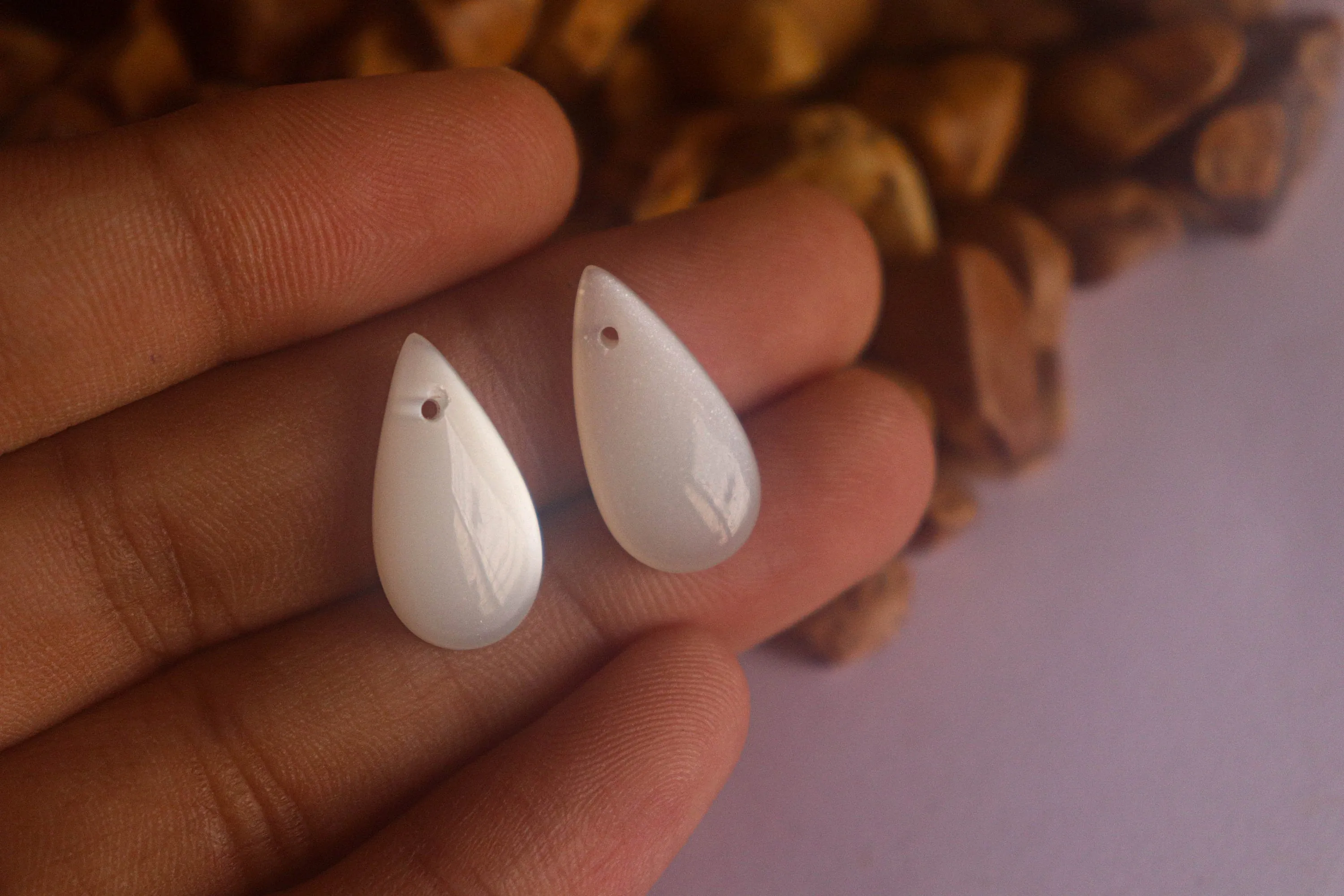 White Moonstone Pear Shape Matching Pair Briolette | 10x20mm | Hand Polished Natural Moonstone | Beadsforyourjewellery