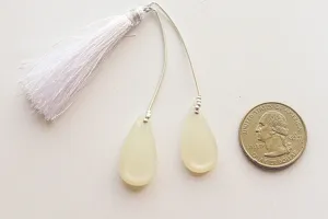 White Moonstone Pear Shape Matching Pair Briolette | 13x25mm | Side Drill | Hand Polished Natural Moonstone | Beadsforyourjewellery