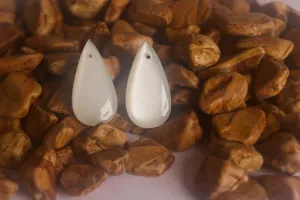 White Moonstone Pear Shape Matching Pair Briolette | 13x26mm | Hand Polished Natural Moonstone | Beadsforyourjewellery